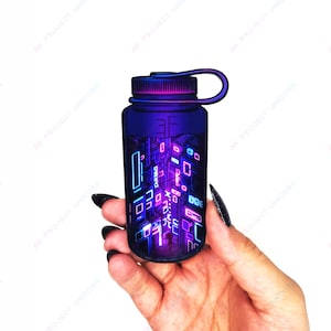 Cyber Punk Neon City Water Bottle Sticker | Cyber Punk Sticker, Vinyl Sticker, Water Bottle Sticker, Decal