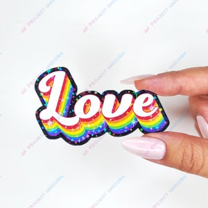 Holographic Rainbow Love Sticker | Pride Sticker, Vinyl Sticker, Water Bottle Sticker, Holographic Sticker