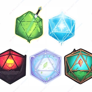 D20 Dice Sticker Set | D&D Stickers, Dice Stickers, Vinyl Stickers, Tabletop Stickers, Laptop Stickers
