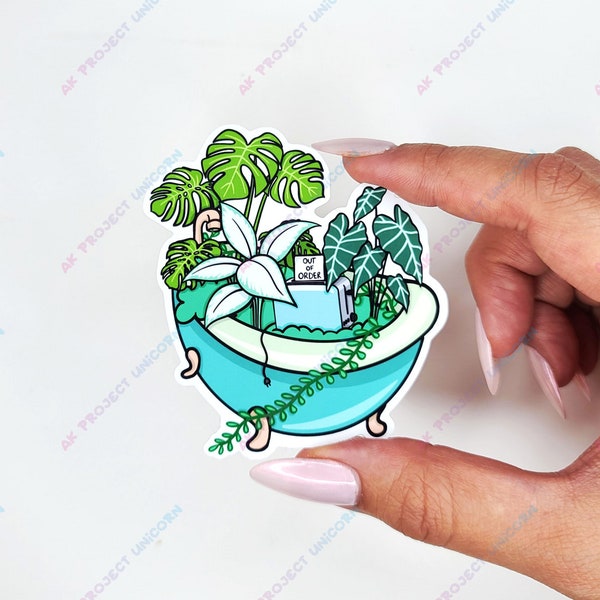 Funny Plant Toaster Bathtub Sticker | Plant Sticker, Vinyl Sticker, Water Bottle Sticker, Funny Sticker