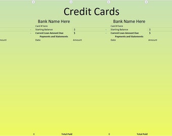 Hoja de cálculo de pago/estado de cuenta con tarjeta de crédito