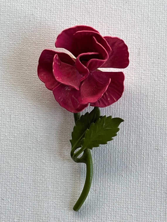 VTG 1960s Pink Flower Rose Carnation Brooch Pin