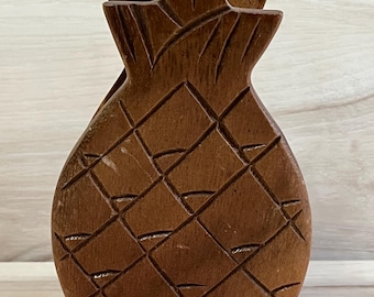 VTG MCM 1960s Hand Carved Monkey Pod Wood Pineapple Napkin Holder