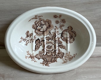 VTG Charlotte Royal Staffordshire Soap Dish Brown Clarice Cliff Burslem England