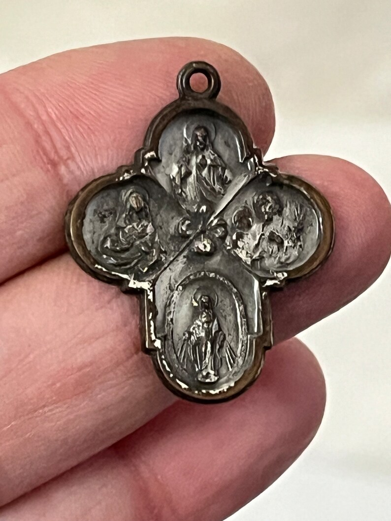 VTG Catholic 4 Way Cross Silver Tone Religious Medal - Etsy