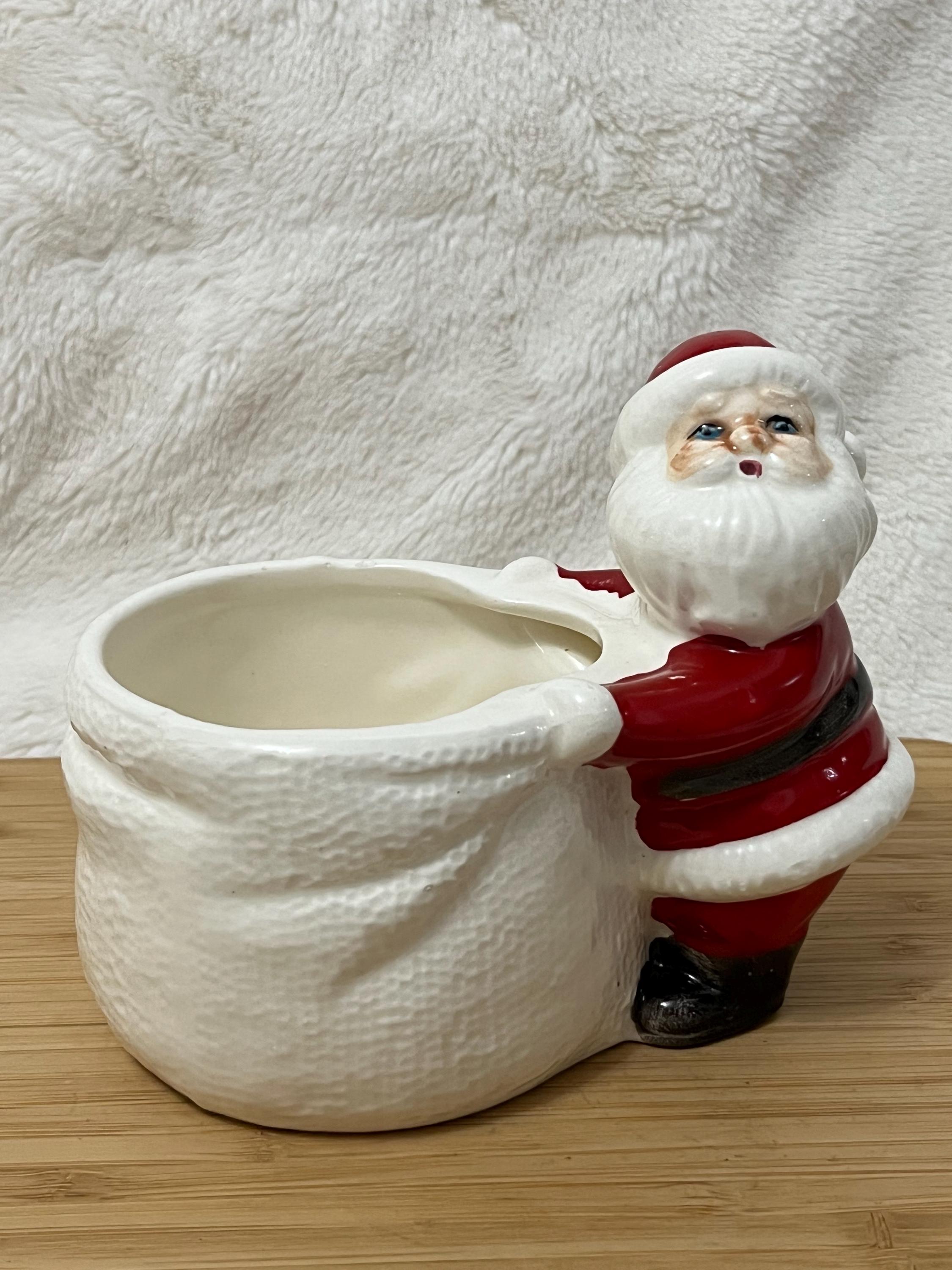 Vintage Ceramic Santa With Bag - Etsy