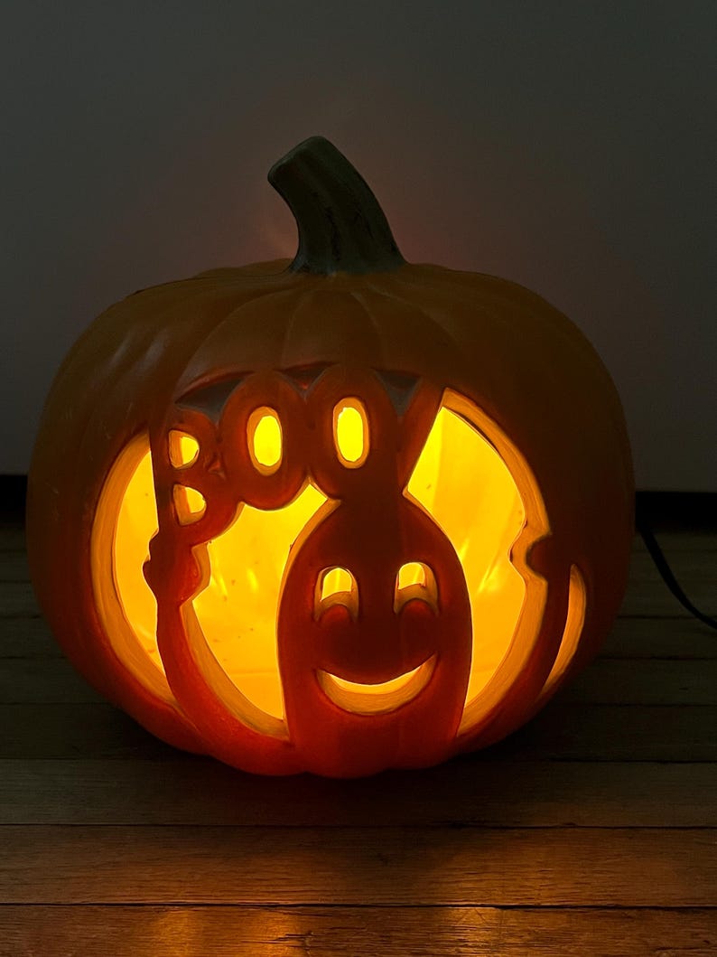 VTG Gemmy Halloween Ghost Boo Jackolantern Foam Blow Mold Lighted