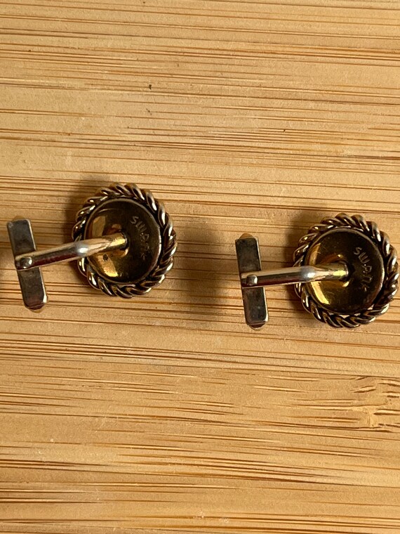 VTG 1960s SWANK Signed Gold Toned Rope Cufflinks … - image 4