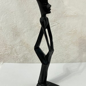 VTG 1960s/1970s Hand Carved African Art Ebony Wood Man Male Statue 9.5 in tall
