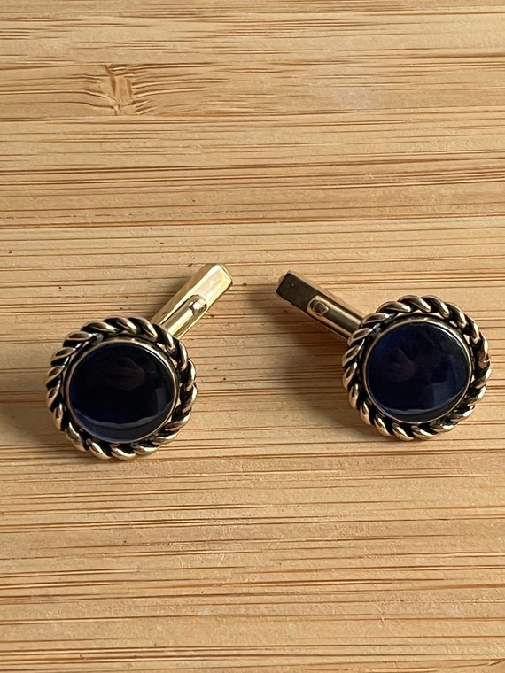 VTG 1960s SWANK Signed Gold Toned Rope Cufflinks … - image 2