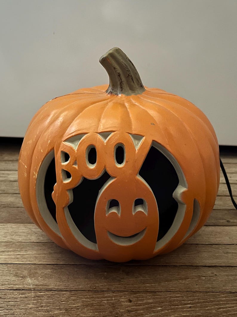 VTG Gemmy Halloween Ghost Boo Jackolantern Foam Blow Mold Lighted