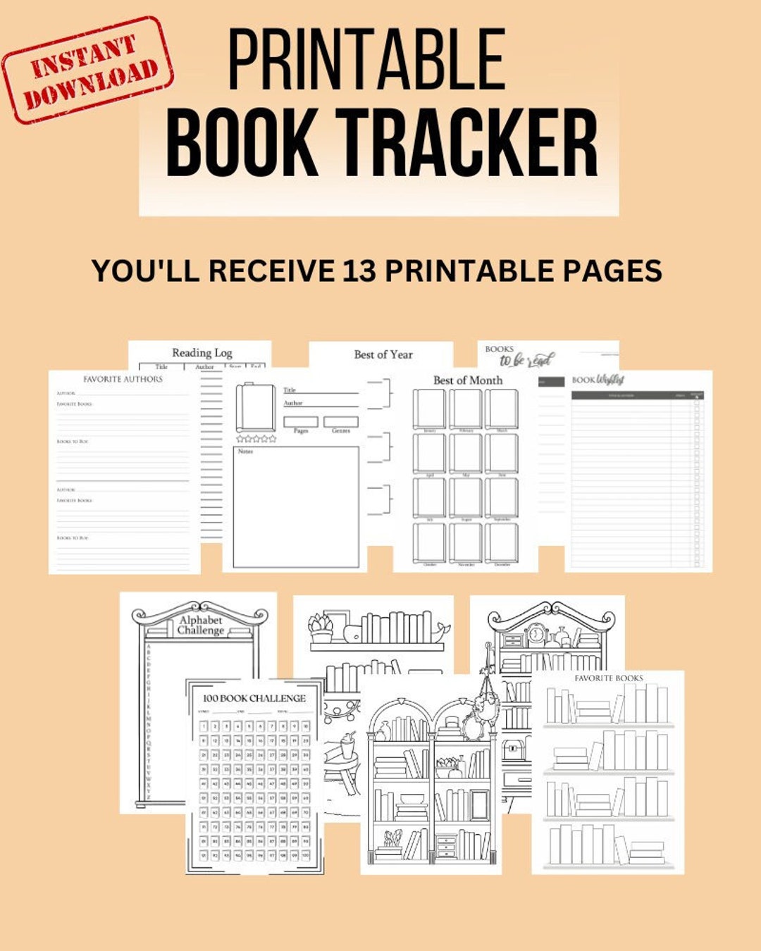 Book Tracker Printable Bundle Printable Planner Insert - Etsy México