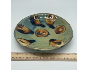 Mid-Century Modern Ceramic Plate Handpainted & Signed
