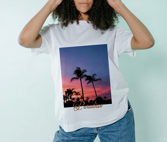 Womens Palm Tree Sunset T-shirt - Etsy
