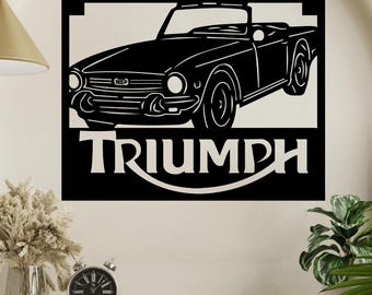 Triumph TR6 Art, Indoor or Outdoor Metal Sign, Unique USA Metal Art, Custom Family Metal Sign