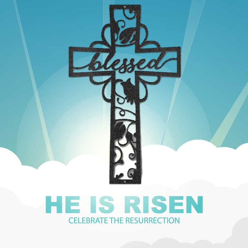 Faith-themed Blessed Cross Art, Indoor or Outdoor Metal Sign, Unique ...