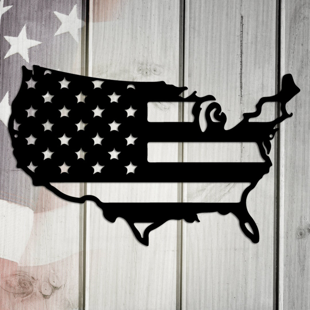 USA Flag Metal Wall Art, Patriotic Home Decor, Custom Family Sign - Etsy