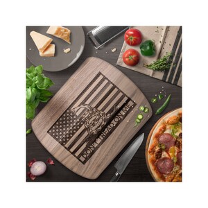 Don&#39;t Tread On Me Patriotic Hardwood Oval Cutting Boards in Maple or Walnut
