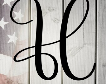 Letter H Metal Wall Art: Script Monogram Sign