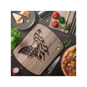Patriotic American Eagle Hardwood Oval Cutting Boards in Maple or Walnut