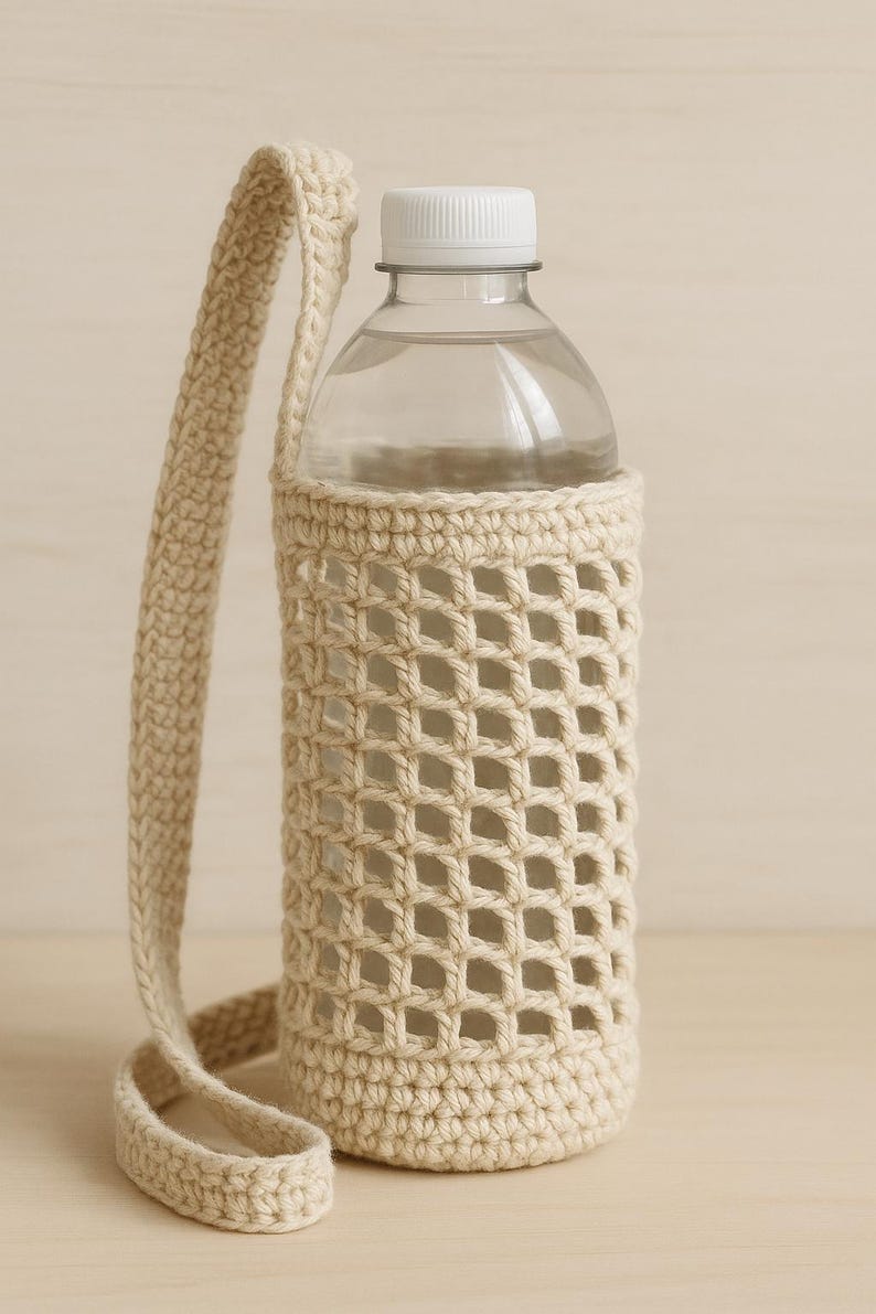 Crochet Water Bottle Holder Pattern – Crossbody Mesh Bag PDF – Easy ...