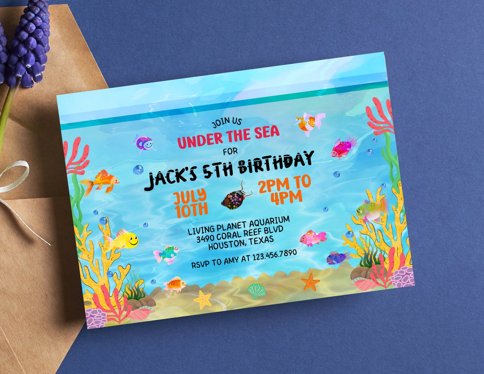 Aquarium Birthday Party Invitation Aquarium Birthday - Etsy