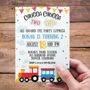Two Train Invitation Train Birthday Invitation | Train Second Birthday Invitation | Chugga ...