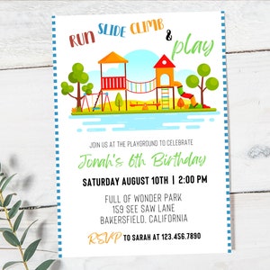 Playground Birthday Invitation | Park Party Invitation | Outdoor Party Invite | Park Birthday Invitation | Playground Party