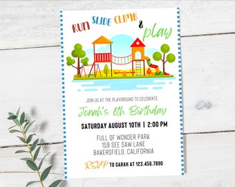 Playground Birthday Invitation | Park Party Invitation | Outdoor Party Invite | Park Birthday Invitation | Playground Party