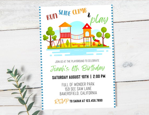 Playground Birthday Invitation | Park Party Invitation | Outdoor Party Invite | Park Birthday Invitation | Playground Party