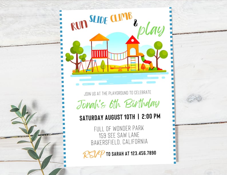 Playground Birthday Invitation | Park Party Invitation | Outdoor Party Invite | Park Birthday Invitation | Playground Party image 1