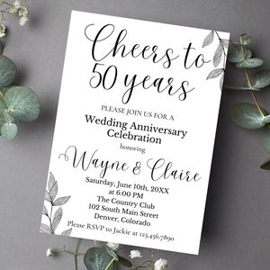 50th Wedding Anniversary Invitation Template | Anniversary Invitation Announcement | Wedding Anniversary Celebration | Modern Anniversary