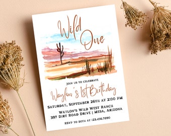 Wild One Western First Birthday Invitation Template | Western Birthday Invitation | Wild One | Boy First Birthday Invite | Boho Western