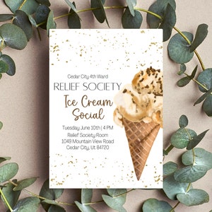 Relief Society Invitation | Relief Society Ice Cream Social | Relief Society Birthday Invitation | Relief Society Birthday Invite
