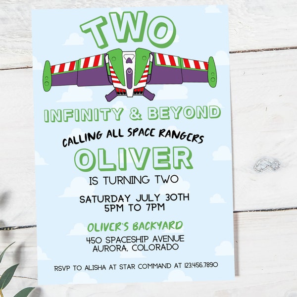 Two Infinity and Beyond Birthday Invitation | Space Ranger Birthday Invitation | Buzz Birthday Party | Second Birthday Invitation | Space