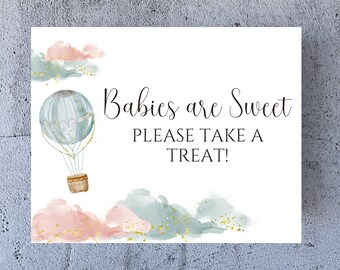 Adventure Awaits Baby Shower Food Sign | Hot Air Balloon Baby Shower | Gift Bag Sign Baby Shower | Balloon Baby Shower Treat Sign