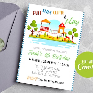 Playground Birthday Invitation | Park Party Invitation | Outdoor Party Invite | Park Birthday Invitation | Playground Party image 2
