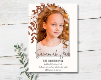 LDS Baptism Invitation Template | Girl Baptism invitation | Floral Baptism Invitation | LDS Template | LDS Baptism Invite