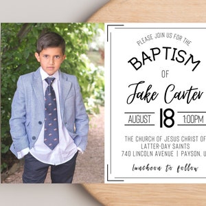 LDS Baptism Invitation | LDS Baptism Invitation Boy | Lds Boy Baptism Invitation | Modern Baptism Invitation | LDS Baptism Announcement
