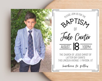 LDS Baptism Invitation | LDS Baptism Invitation Boy | Lds Boy Baptism Invitation | Modern Baptism Invitation | LDS Baptism Announcement