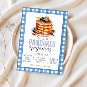 Pancakes and Pajamas Party Invitation | Pancakes and Pajamas Party | Pancake Pajama Sleepover Party | Slumber Party Invitation | Breakfast