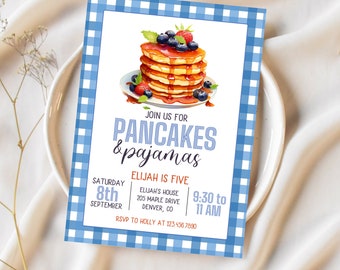 Pancakes and Pajamas Party Invitation | Pancakes and Pajamas Party | Pancake Pajama Sleepover Party | Slumber Party Invitation | Breakfast