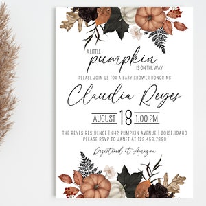 Pumpkin Baby Shower | Fall Baby Shower | Little Pumpkin | Autumn Baby Shower | A Little Pumpkin | Baby Shower Invitation | Autumn Pumpkin