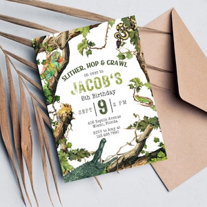 Reptile Birthday Invitation | Boy Reptile Birthday Invitation Download | Snake Birthday Invite | Lizard Invite Template | Reptile Party