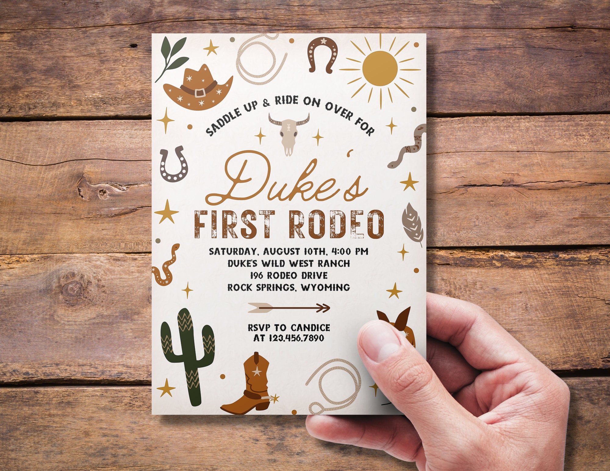 First Rodeo Birthday Invitation Template | Boy Rodeo Invite | First ...
