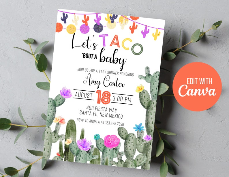 Fiesta Baby Shower Invitation Mexican Baby Shower Cactus - Etsy