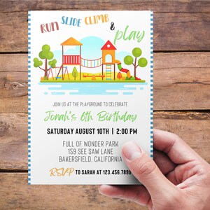 Playground Birthday Invitation | Park Party Invitation | Outdoor Party Invite | Park Birthday Invitation | Playground Party image 3