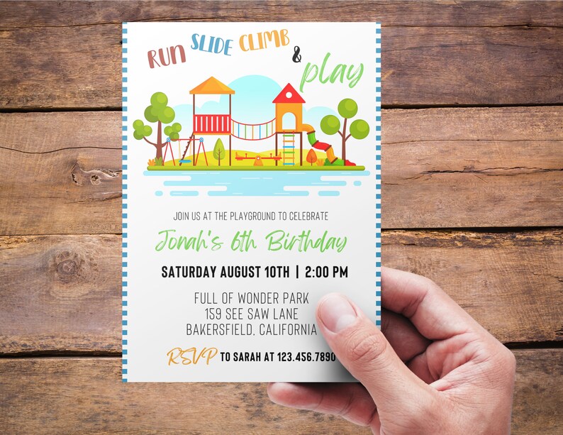 Playground Birthday Invitation | Park Party Invitation | Outdoor Party Invite | Park Birthday Invitation | Playground Party image 3