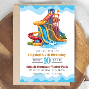 Water Park Birthday Party Invitation, Water Park Party Invitation, Editable Waterpark Party Invitation, Waterslide Birthday Invitation
