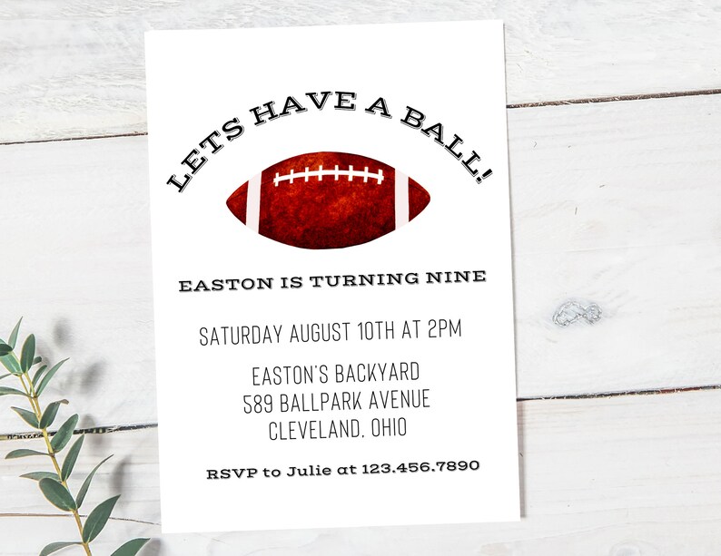 Football Birthday Invitation Football Birthday Party Invitation Sports Invitation Sports Birthday Invitation Sports Template